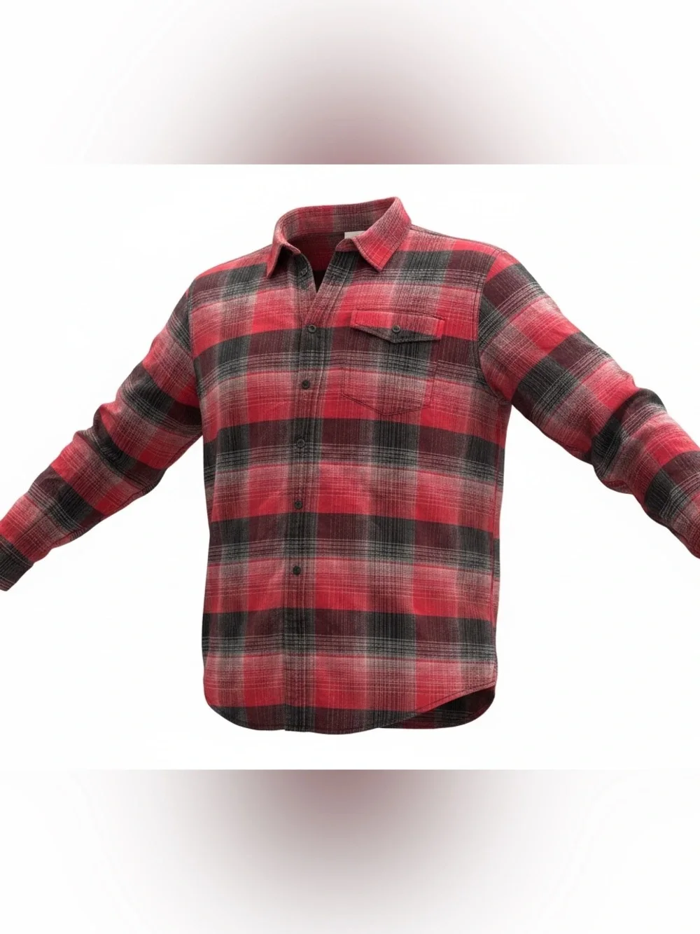The North Face Red and Black Plaid Button-Up Cotton Shirt